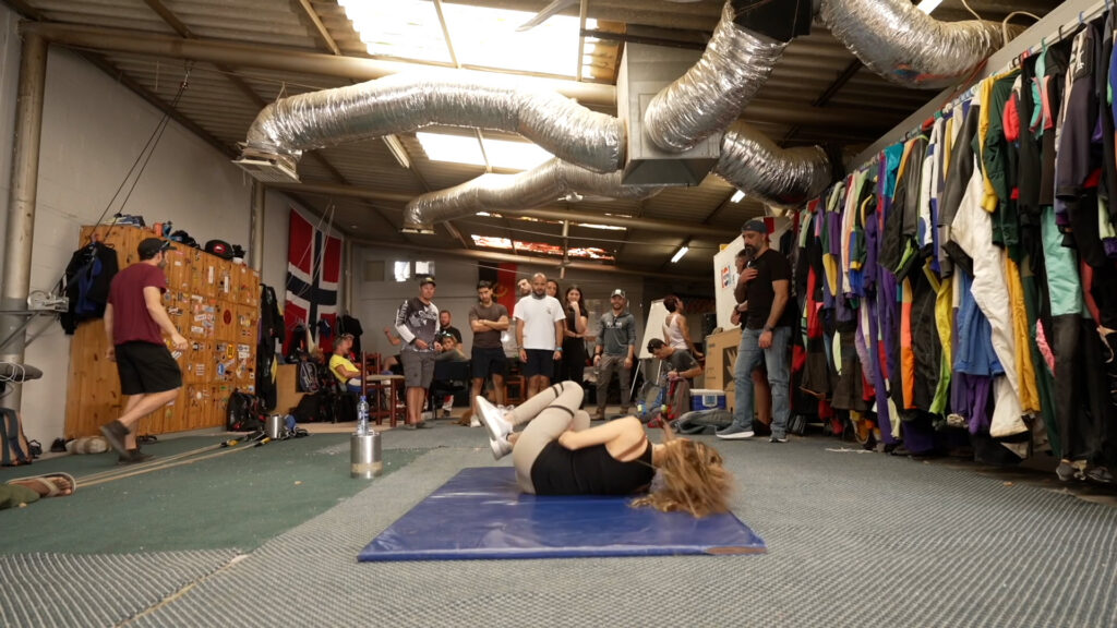 AFF students practicing emergency landing procedures during ground training at Skydiving Swakopmund, Namibia